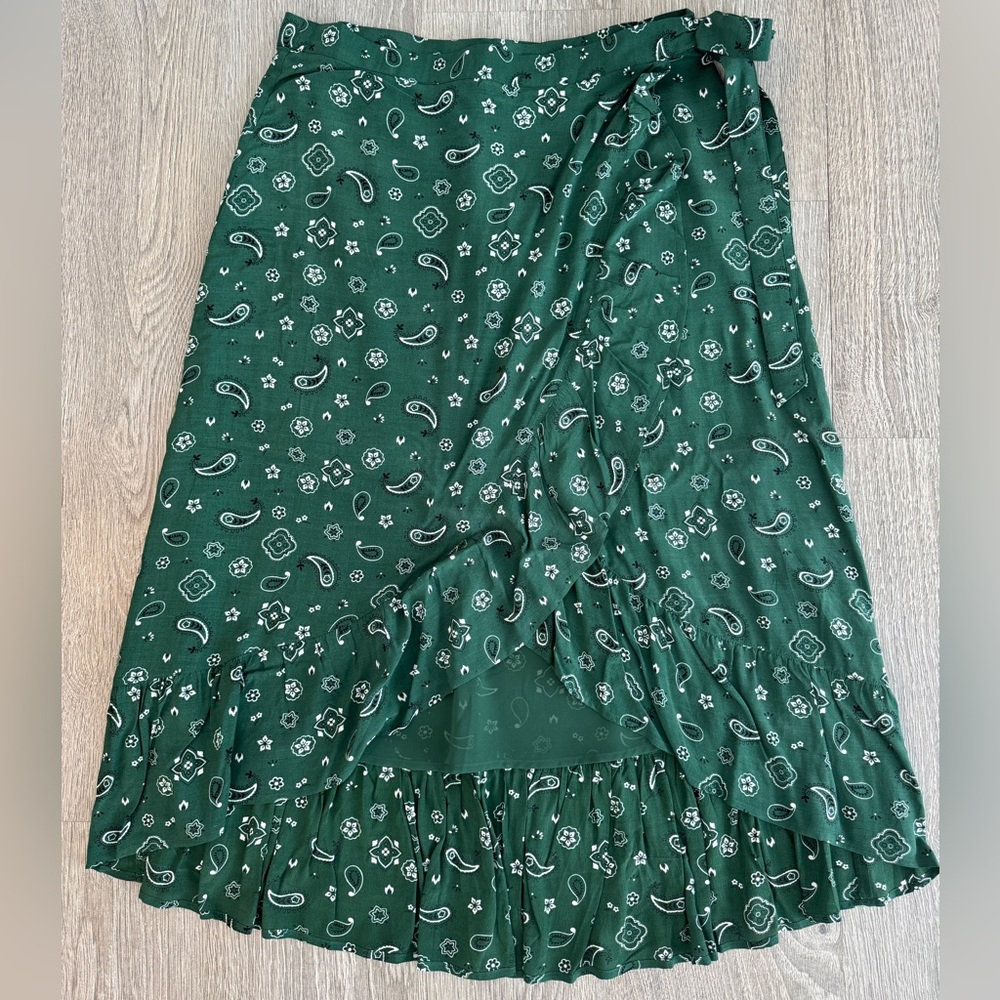 Rails Green Paisley Wrap Skirt